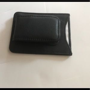 Men’s Leather Money Clip Wallet Black New